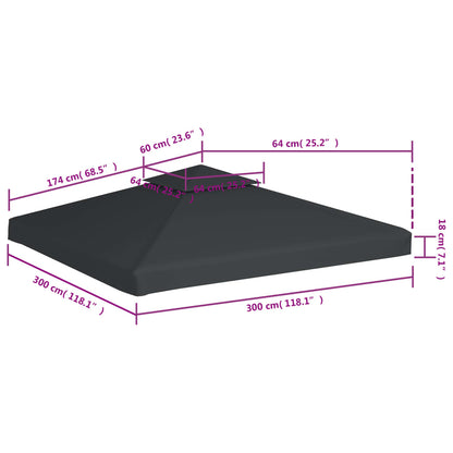 Cobertura de substituição p/ gazebo 310 g/m² cinza escuro 3x3 m