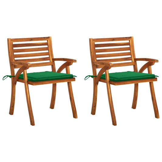 Cadeiras de jantar p/ jardim c/ almofadões 2 pcs acácia maciça