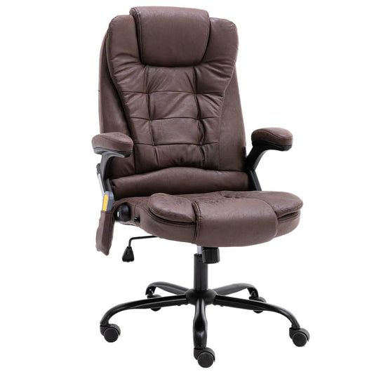 Cadeira massagens escritório couro artificial castanho-escuro