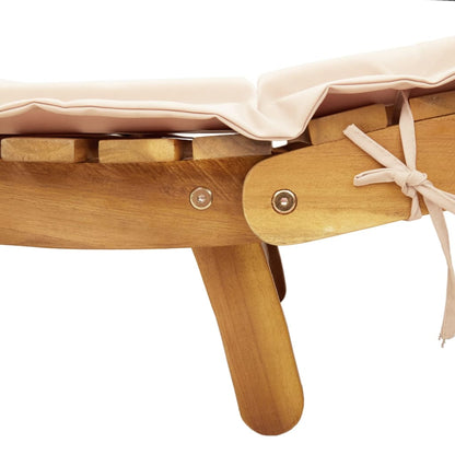 Espreguiçadeira com almofadão madeira de acácia maciça bege