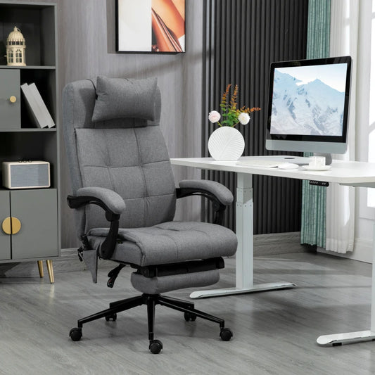 Cadeira de Escritório Executiva Lom Reclinável com 6 Pontos de Massagens em Tecido - Design Moderno
