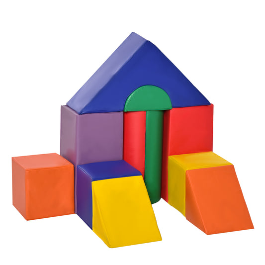 HOMCOM Conjunto de 11 Blocos de Espuma para Crianças Blocos de Contrução Brinquedo de Aprendizagem para Crianças 1-3 Anos 50x50x25 cm Multicor