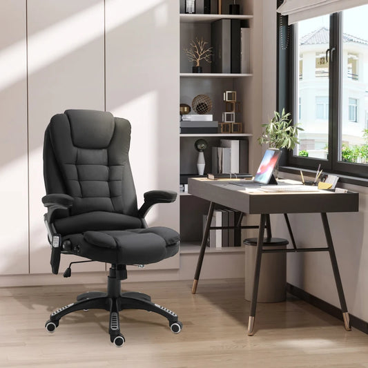 Cadeira de Escritório Urnit Reclinável com 6 Pontos de Massagem e Aquecimento - Preto - Design Moderno