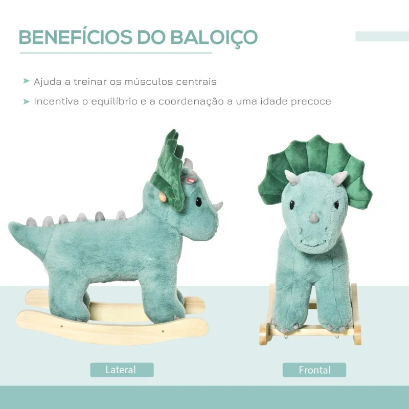 Cavalo de Baloiço infantil de Tecido Suave e Música - El Dinosa