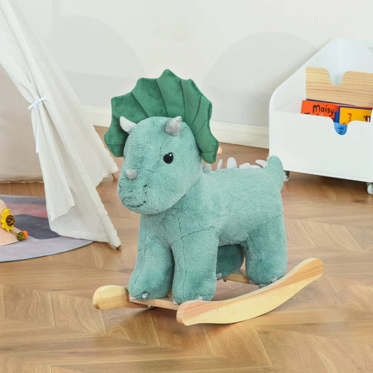 Cavalo de Baloiço infantil de Tecido Suave e Música - El Dinosa