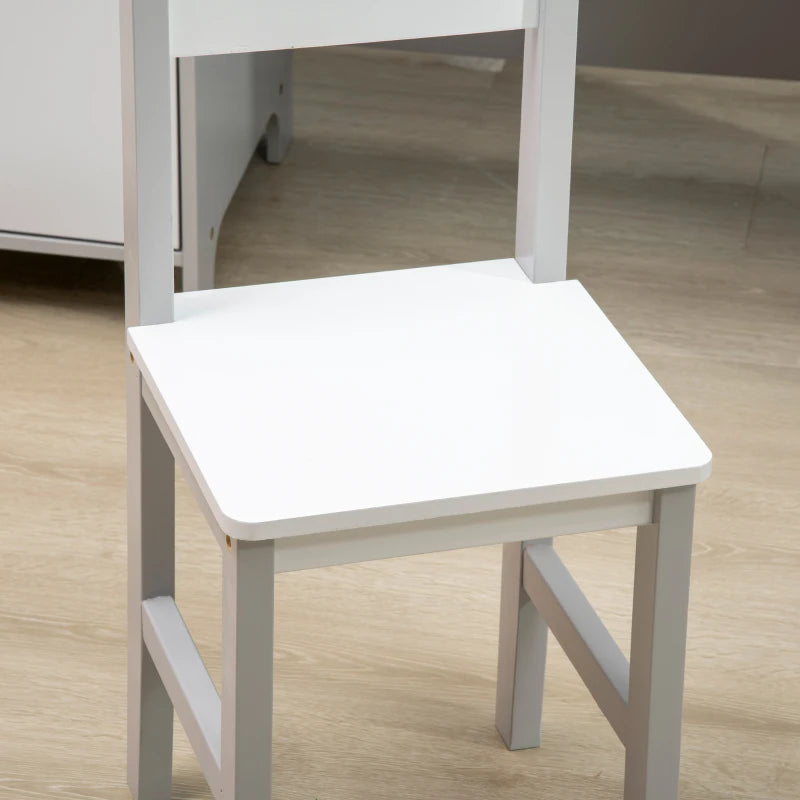 Secretária Infantil com Quadro e Cadeira - Cinzento/Branco - Design Nórdico