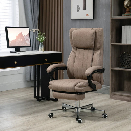 Cadeira de Escritório Kiwan Reclinável com 6 Pontos de Massagem com Vibração e Altura Ajustável - Castanho - Design Moderno