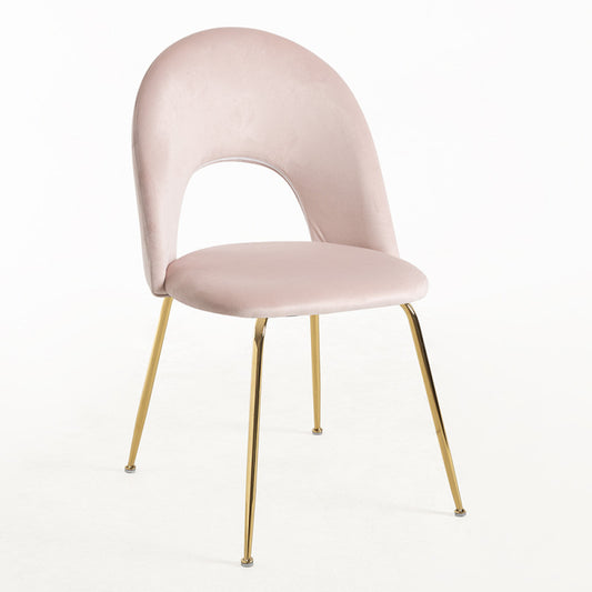 Conjunto de 2 Cadeiras Lille em Veludo Rosa com Pernas Douradas - Design Moderno