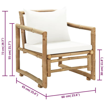 Cadeiras de jardim 2 pcs com almofadões e almofadas bambu