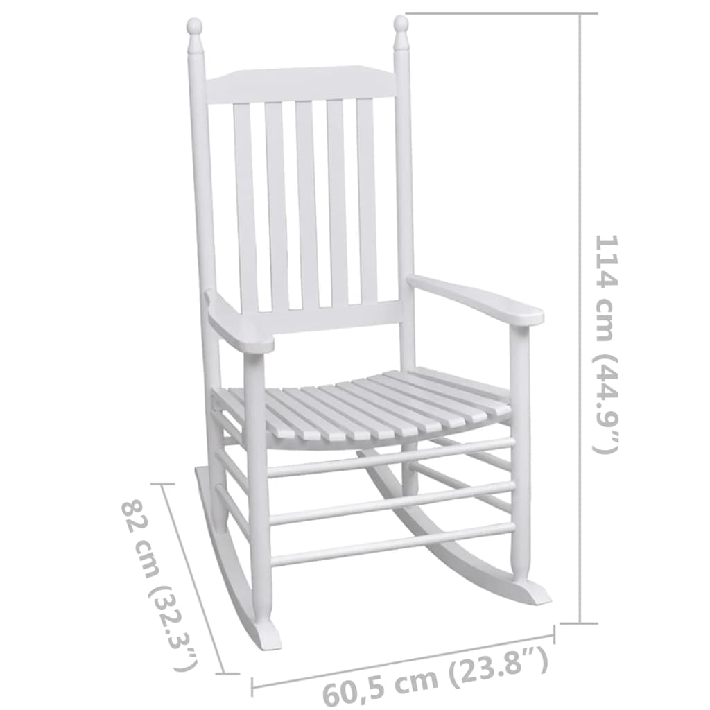 Cadeira de baloiço com assento curvo madeira branco