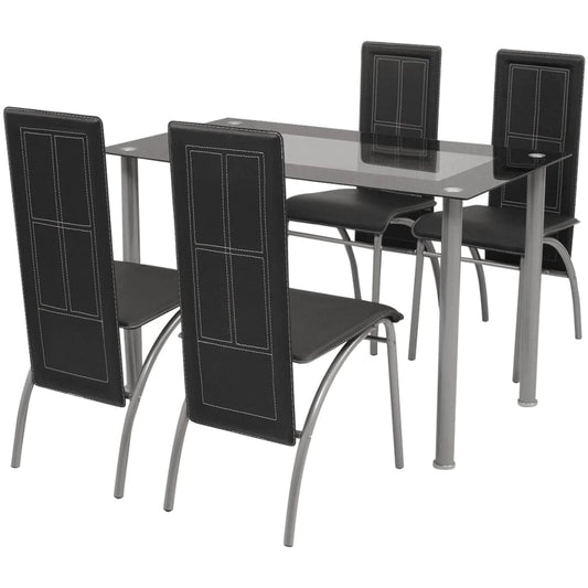 Conjunto de Jantar Dinner com 4 Cadeiras e 1 Mesa - Preto - Design Moderno
