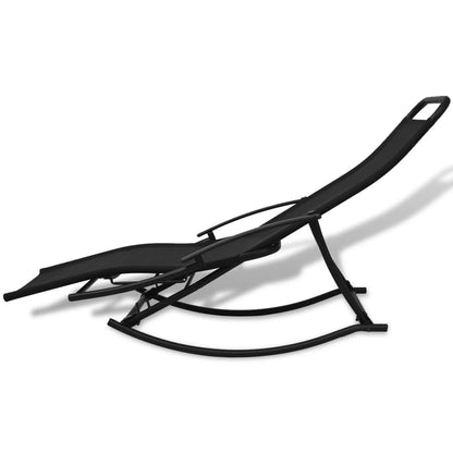 Cadeira de baloiço jardim aço e textilene preto