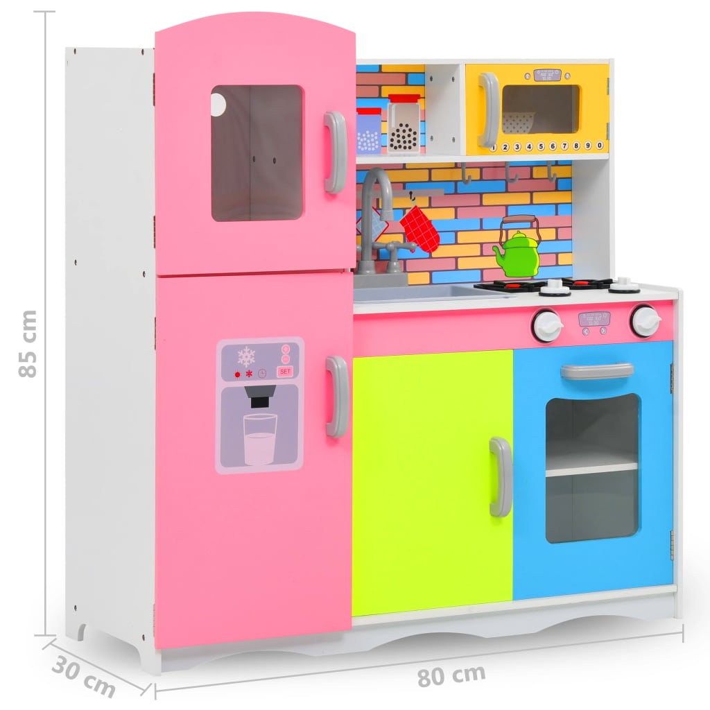 Cozinha de brincar para crianças MDF 80x30x85 cm multicor