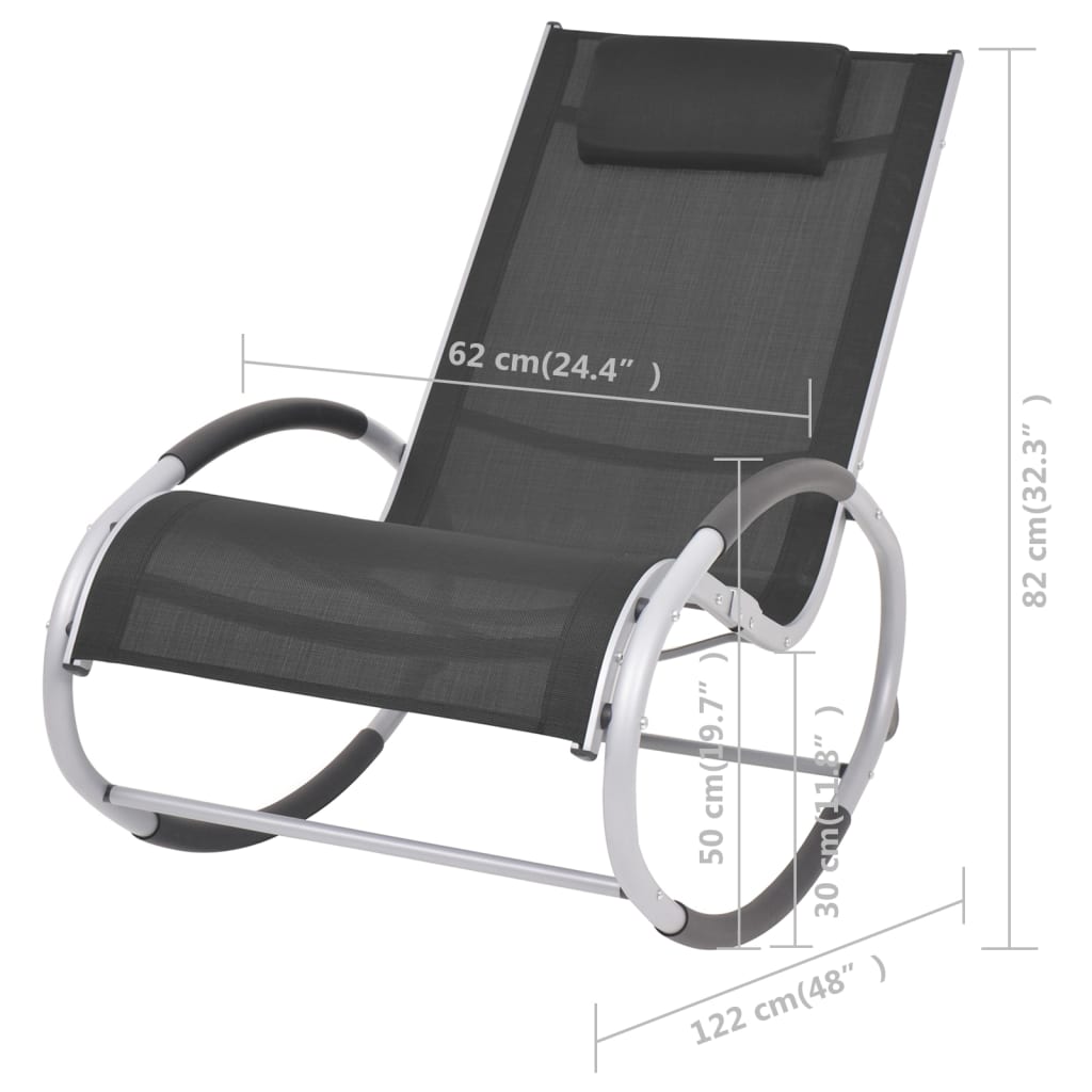 Cadeira de baloiço para jardim textilene preto