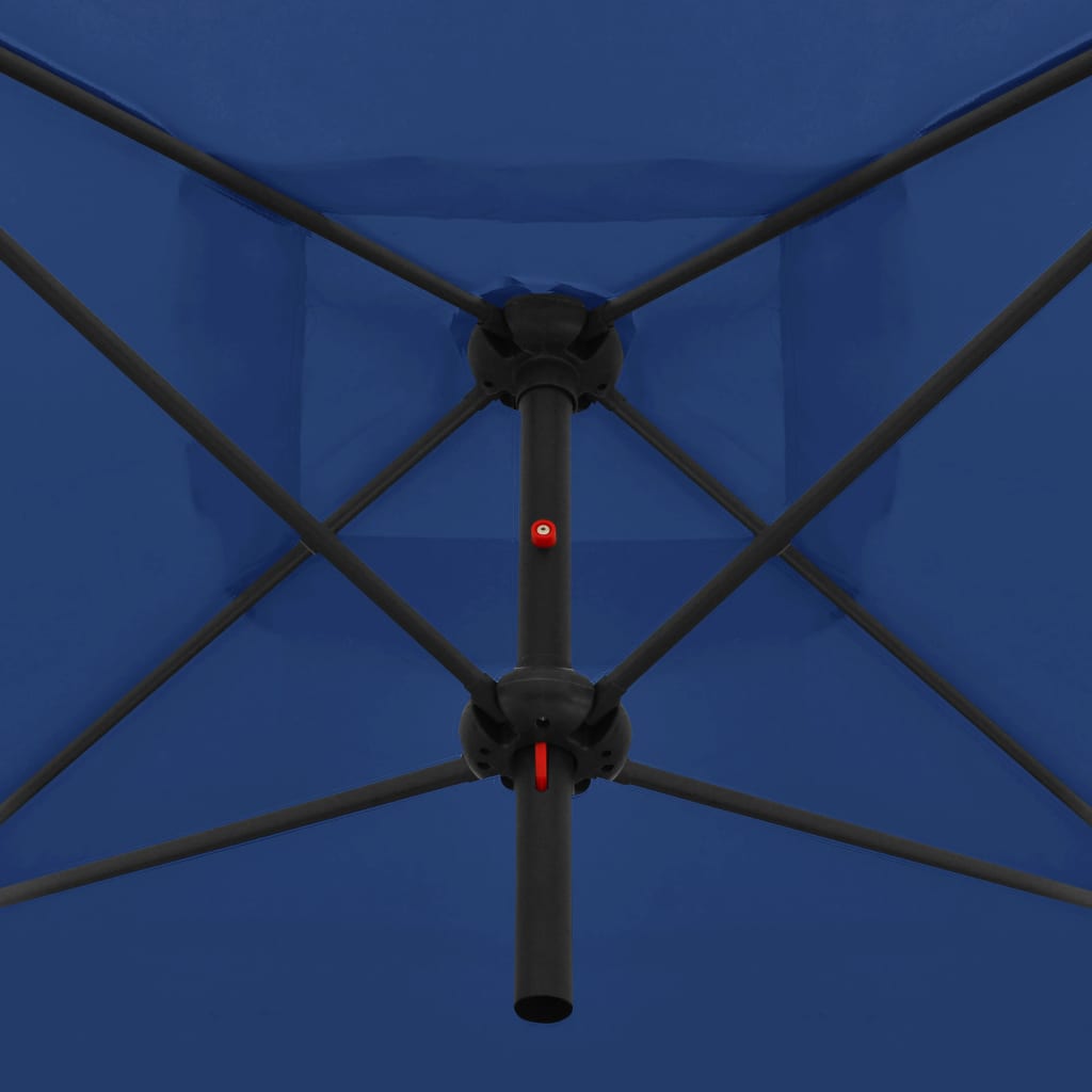 Guarda-sol duplo com mastro de aço 250x250 cm azul-ciano