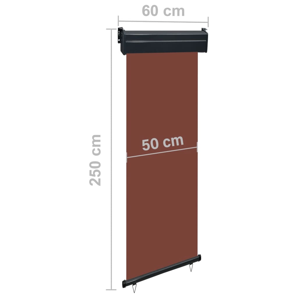 Toldo lateral para varanda 60x250 cm castanho