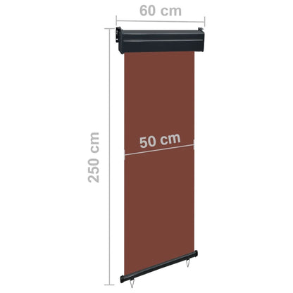 Toldo lateral para varanda 60x250 cm castanho