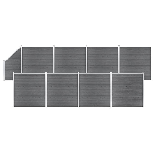 Painel vedação WPC 8 quadrados/1 inclinado 1484x186 cm cinzento