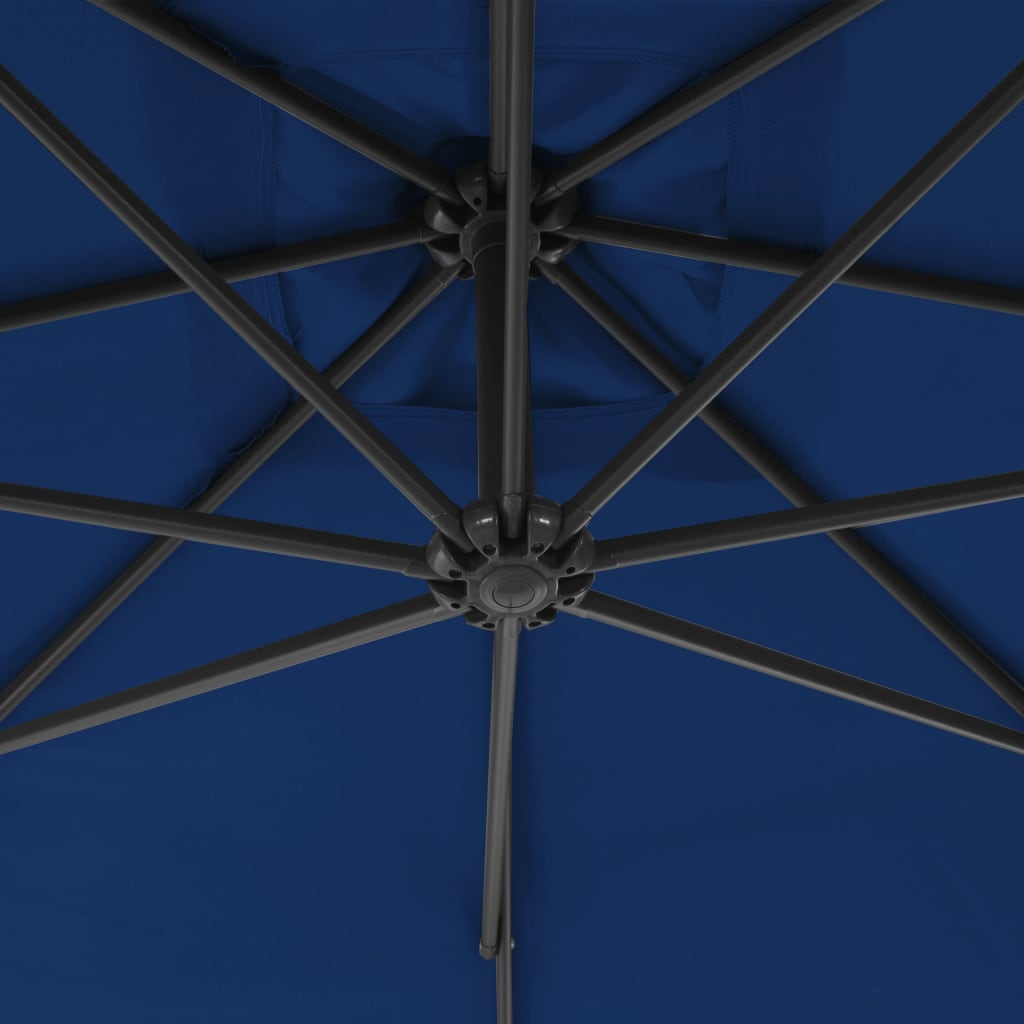 Guarda-sol cantilever com poste de aço 300 cm azul-ciano