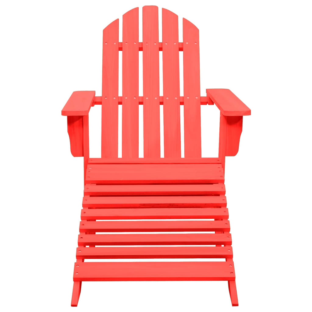 Cadeira Adirondack - Para Jardim com otomano - Em Abeto Maciço - 70x147,5x88,5 cm - Cor Vermelho