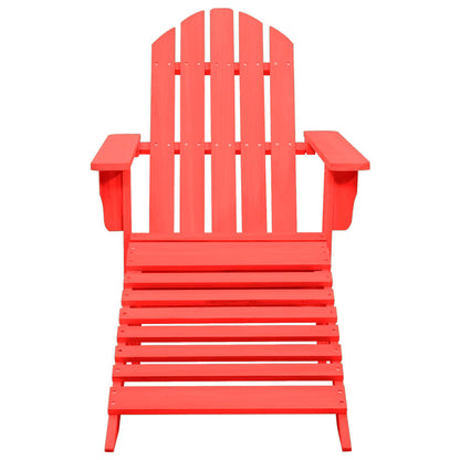 Cadeira Adirondack - Para Jardim com otomano - Em Abeto Maciço - 70x147,5x88,5 cm - Cor Vermelho
