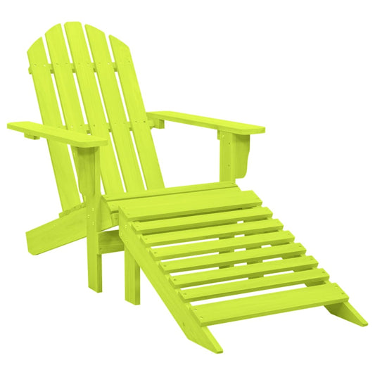 Cadeira Adirondack - Para Jardim com otomano - Em Abeto Maciço - 70x147,5x88,5 cm - Cor Verde