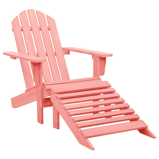 Cadeira Adirondack - Para Jardim com otomano - Em Abeto Maciço - 70x147,5x88,5 cm - Cor Rosa