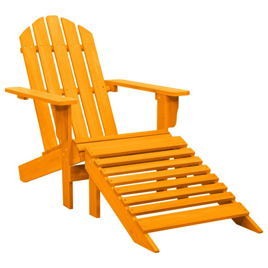 Cadeira Adirondack - Para Jardim com otomano - Em Abeto Maciço - 70x147,5x88,5 cm - Cor Laranja