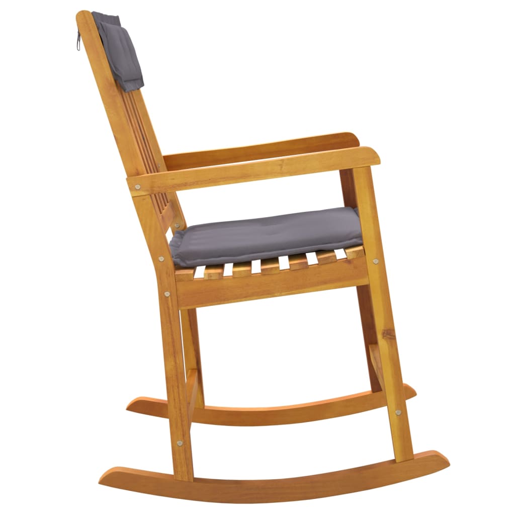 Cadeira de baloiço com almofadões acácia maciça