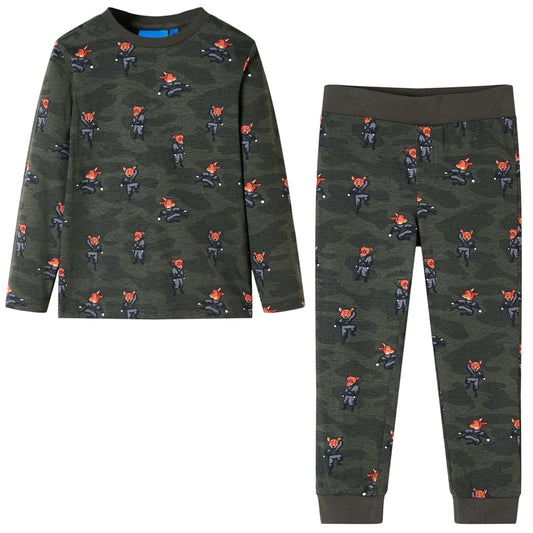 Pijama de manga comprida para criança cor caqui 104