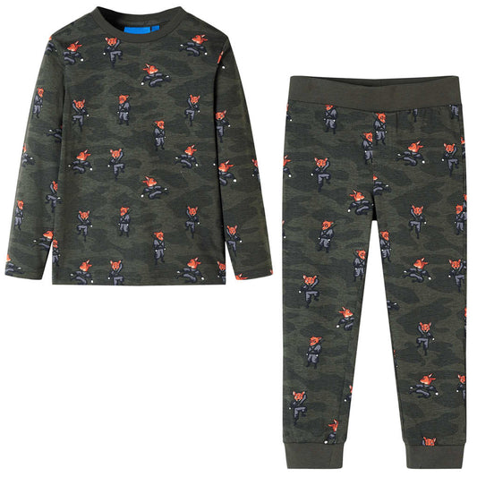 Pijama de manga comprida para criança cor caqui 116