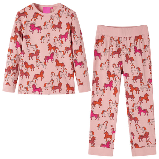 Pijama de manga comprida para criança rosa-claro 128