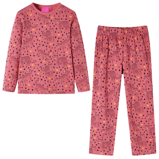 Pijama de manga comprida para criança rosa-velho 104