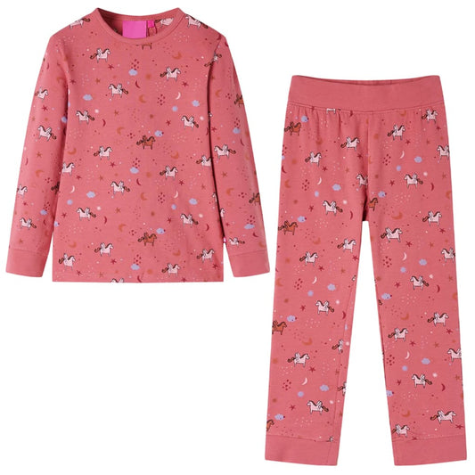Pijama de manga comprida para criança rosa-velho 128