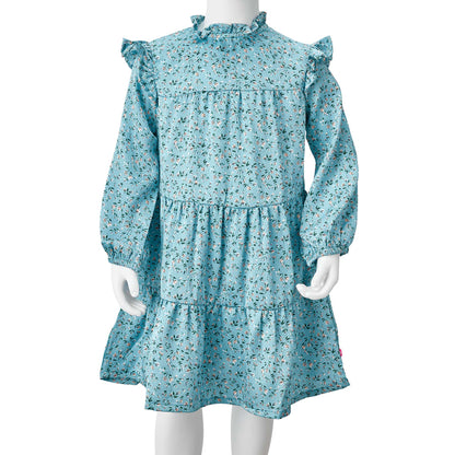 Vestido de manga comprida para criança azul 104