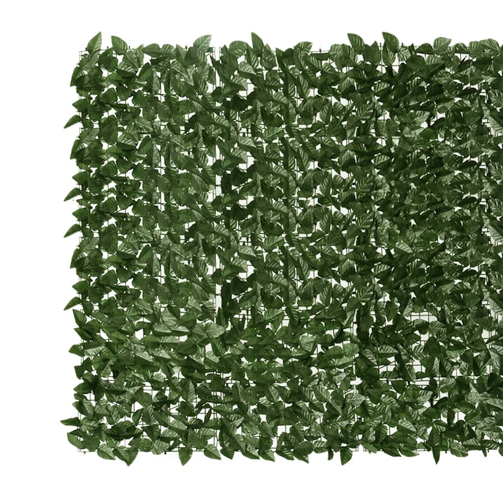 Tela de privacidade p/ varanda c/ folhas 300x150cm verde-escuro