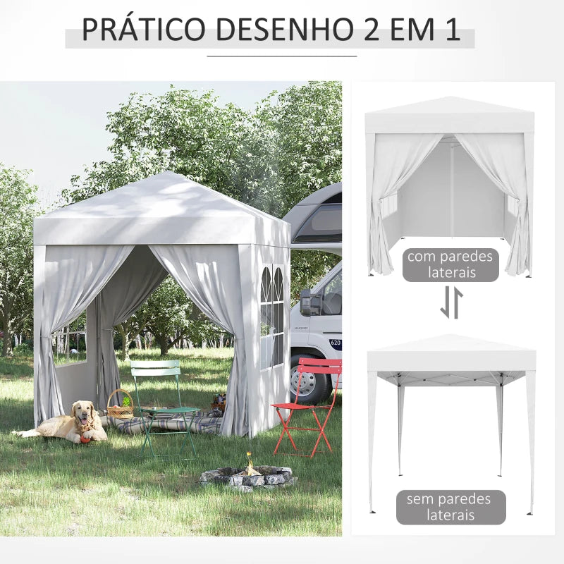 Tenda de Jardim Dobrável com Janelas - 2x2m