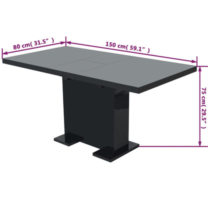 Mesa de Jantar Extensível Preto Brilhante - 120-150 cm - Design Moderno