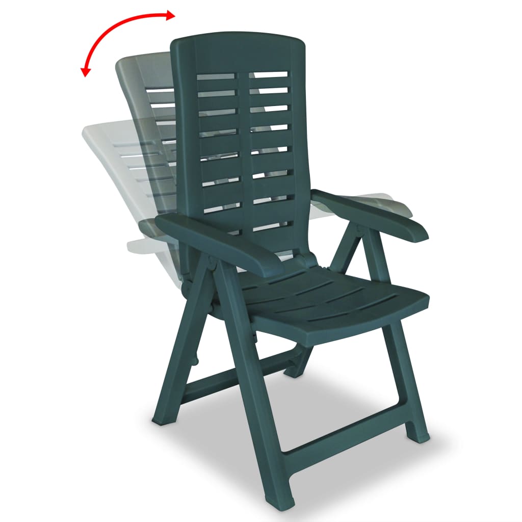 Cadeiras de jardim reclináveis 6 pcs plástico verde