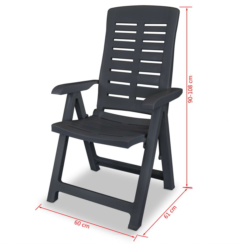 Cadeiras de jardim reclináveis 4 pcs plástico antracite