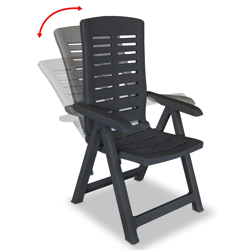 Cadeiras de jardim reclináveis 6 pcs plástico antracite