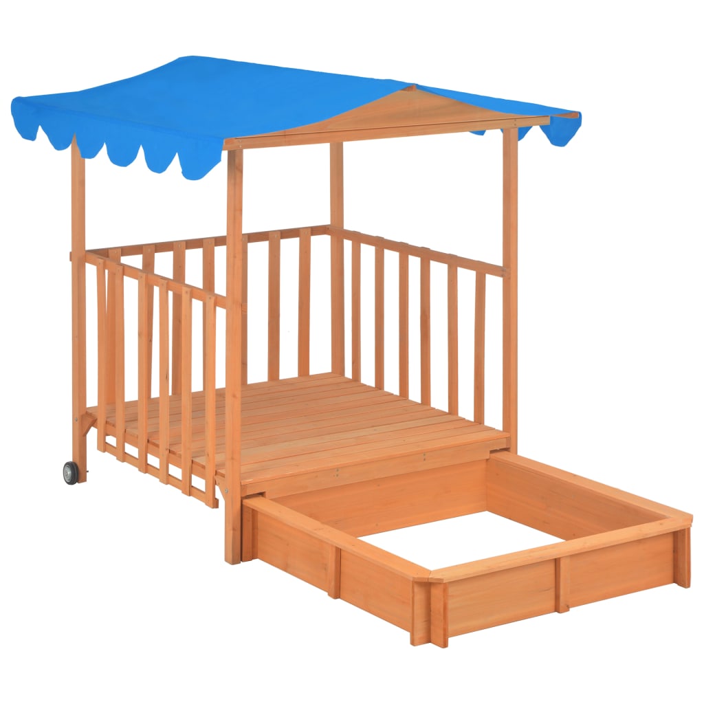 Casa de brincar infantil c/ caixa areia madeira abeto azul UV50