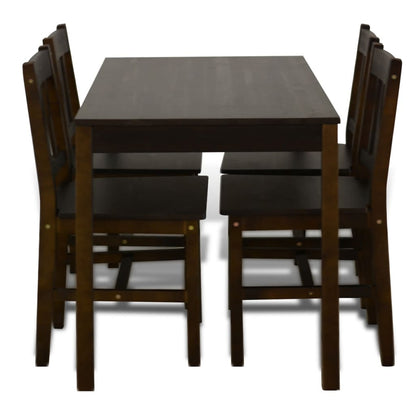 Conjunto de Jantar Leoni com 4 Cadeiras e 1 Mesa - Castanho Escuro - Design Retro