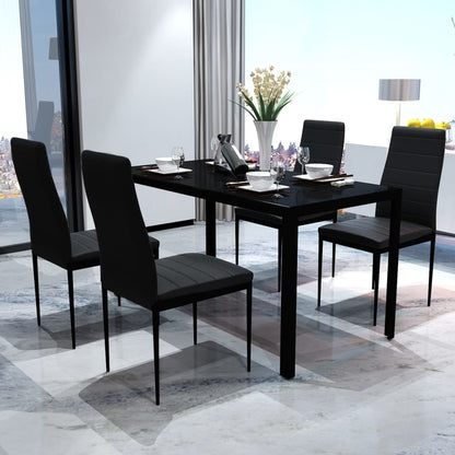 Conjunto de Jantar Nordik com 4 Cadeiras e 1 Mesa - Preto - Design Moderno