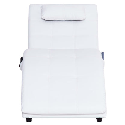 Chaise longue de massagem c/ almofada couro artificial branco