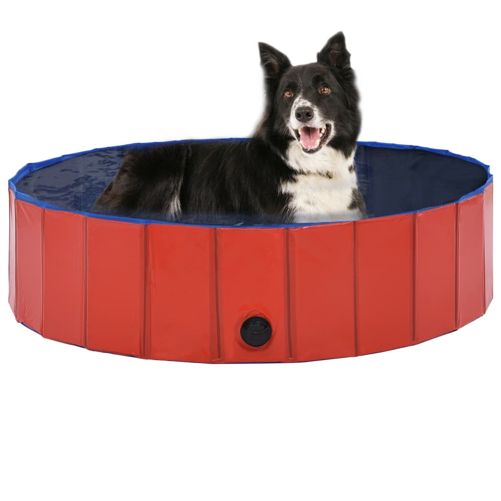 Piscina para cães dobrável 120x30 cm PVC vermelho