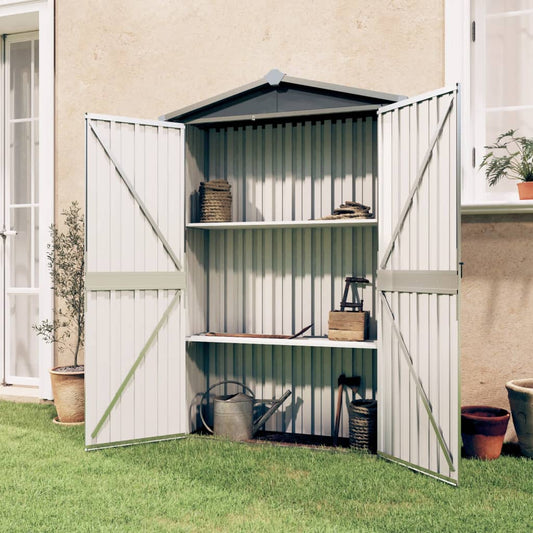 Abrigo de jardim 107,5x46x183 cm aço galvanizado cinzento