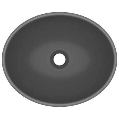 Lavatório Oval Duran em Cerâmica Cinzento-Escuro Mate - 40x33cm - Design Moderno