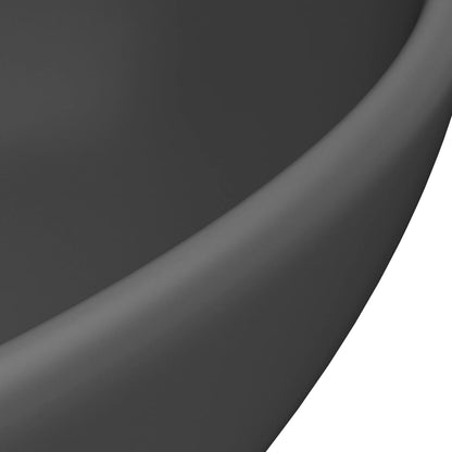 Lavatório Oval Duran em Cerâmica Cinzento-Escuro Mate - 40x33cm - Design Moderno