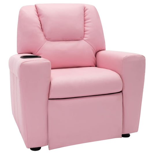 Poltrona reclinável infantil couro artificial rosa